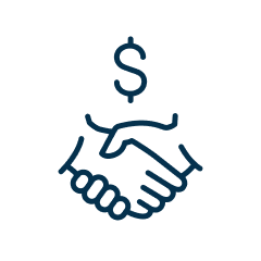 Icon - dollar sign above a handshake