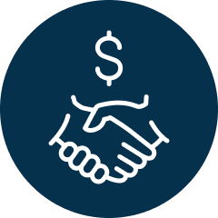 icon - dollar sign over handshake in circle